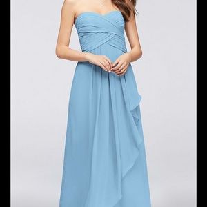 David’s Bridal Long Chiffon Dress w/ Cascade Skirt